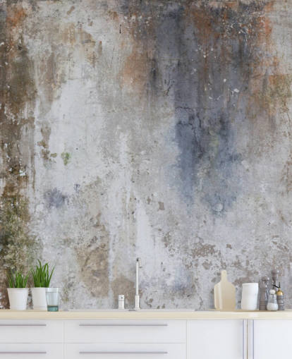 gray, blue and bronze custom concrete wall wallpaper mural called Industrial Wall