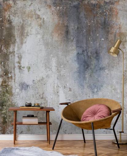 grey, blue and bronze custom concrete wall wallpaper mural called Industrial Wall grey, blue and bronze custom concrete wall wallpaper mural called Industrial Wall