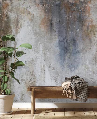 gray, blue and bronze custom concrete wall wallpaper mural called Industrial Wall