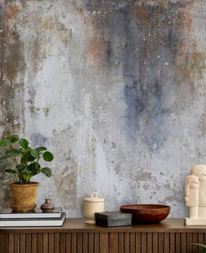 Maßgefertigtes Wandtapetenbild aus Beton in Grau, Blau und Bronze namens Industrial Wall Maßgefertigtes Wandtapetenbild aus Beton in Grau, Blau und Bronze namens Industrial Wall