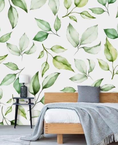 groene bladeren behang