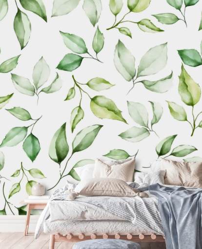 papel de parede folhas verdes