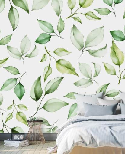 papier peint feuilles vertes