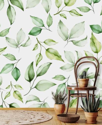 papier peint feuilles vertes