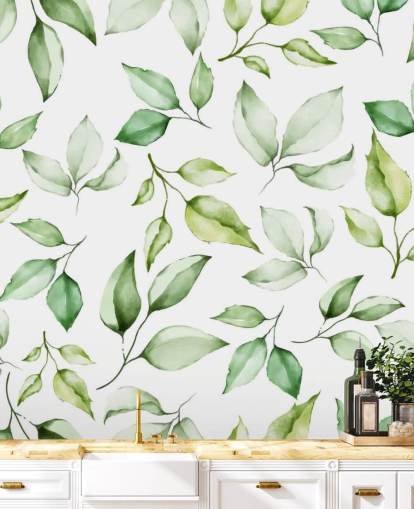 groene bladeren behang