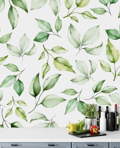 groene bladeren behang