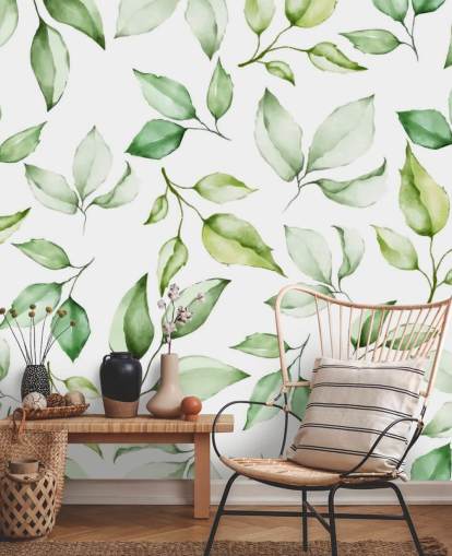 groene bladeren behang