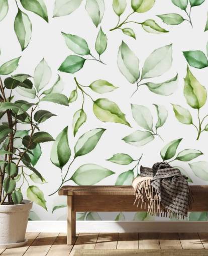 groene bladeren behang