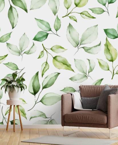 papier peint feuilles vertes