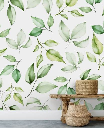 groene bladeren behang