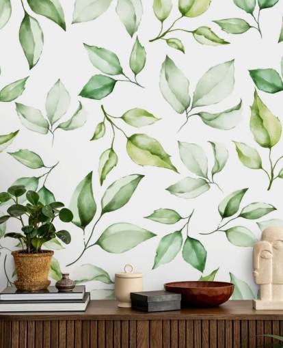 papier peint feuilles vertes