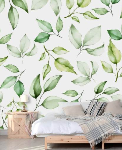 groene bladeren behang