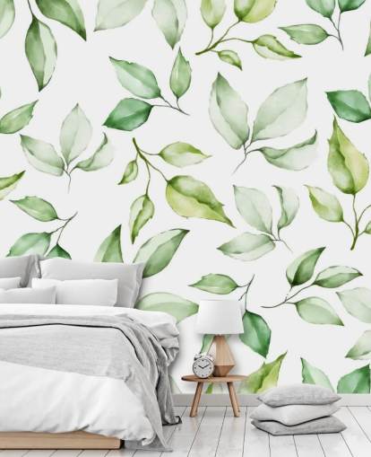 groene bladeren behang