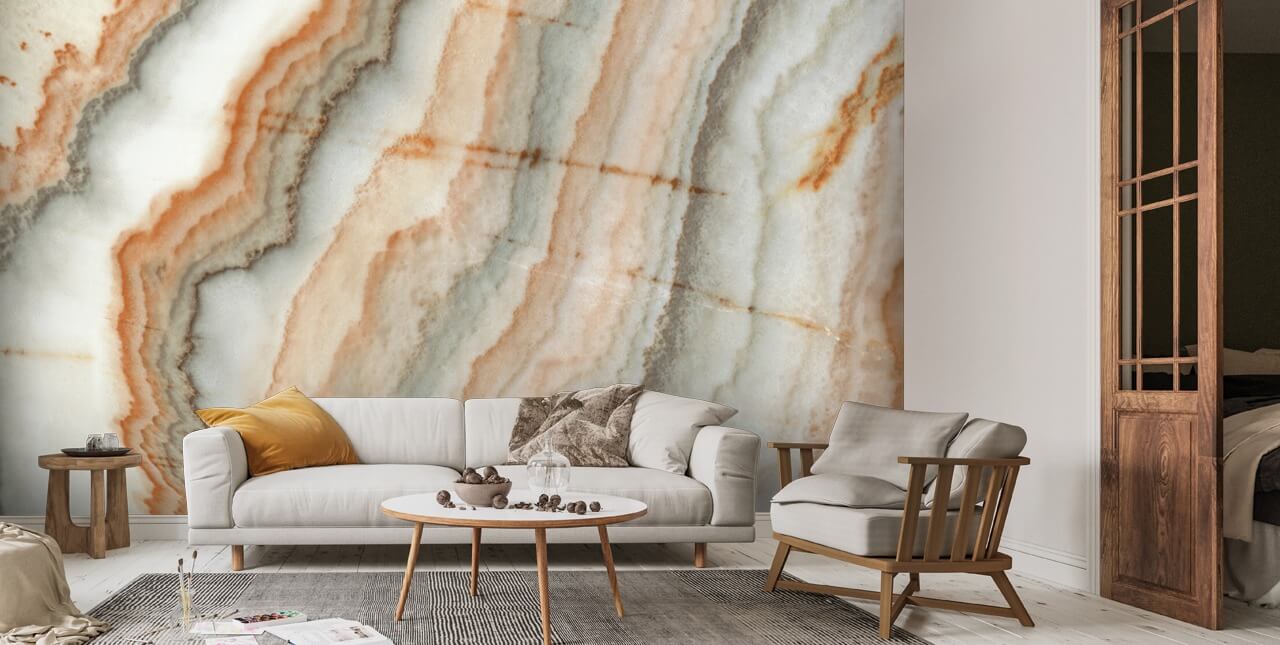 orange und weiße Marmortapete