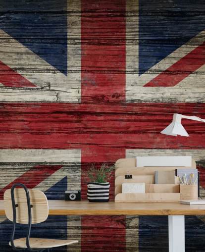 union jack on wood panels wallpaper