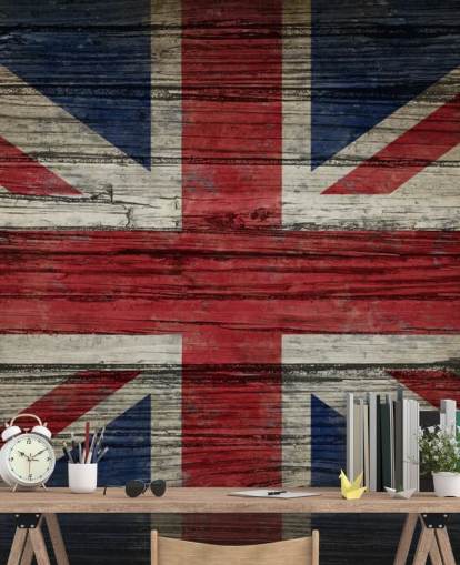 union jack on wood panels wallpaper