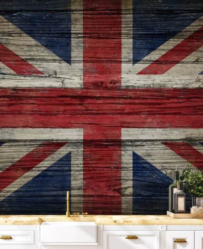 union jack på träpaneler tapeter