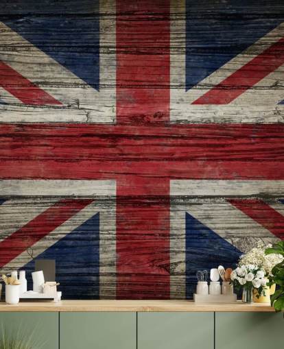 union jack em painéis de madeira papel de parede