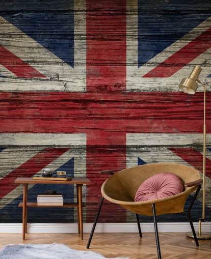 union jack på trepanel tapet