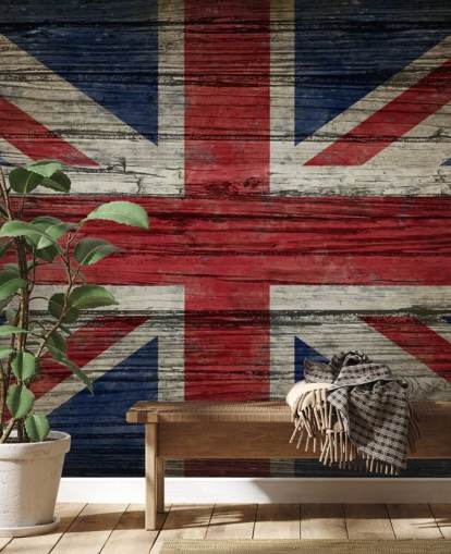carta da parati union jack su pannelli di legno