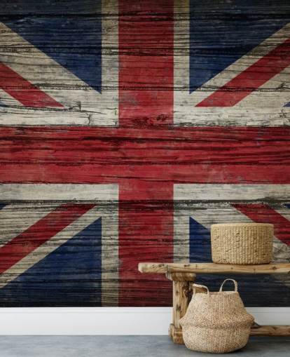 carta da parati union jack su pannelli di legno
