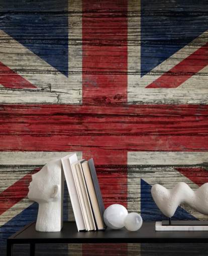 union jack på trepanel tapet