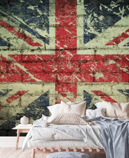 papier peint union jack effet brique