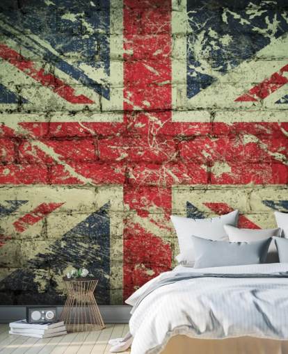brick effect union jack wallpaper