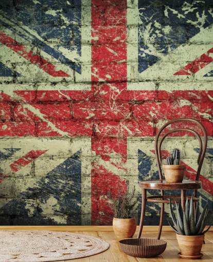 papel pintado union jack efecto ladrillo