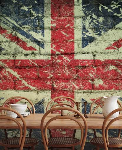papel pintado union jack efecto ladrillo