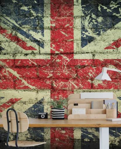 papel pintado union jack efecto ladrillo