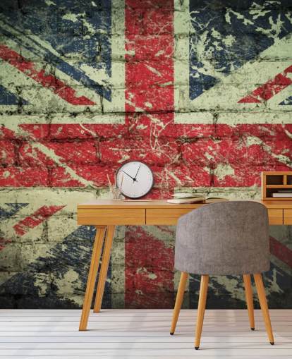 papel pintado union jack efecto ladrillo