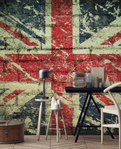brick effect union jack wallpaper