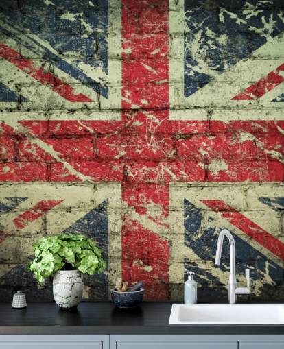 papel pintado union jack efecto ladrillo