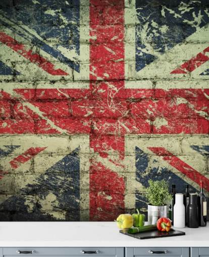 papel pintado union jack efecto ladrillo