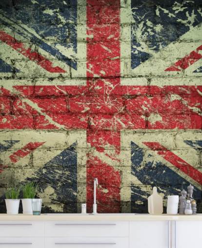 papel pintado union jack efecto ladrillo