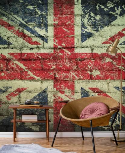 papier peint union jack effet brique