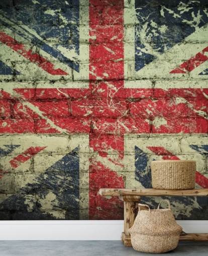 papier peint union jack effet brique