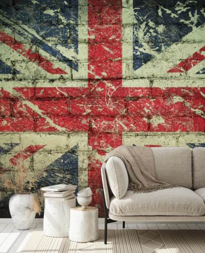carta da parati union jack effetto mattone