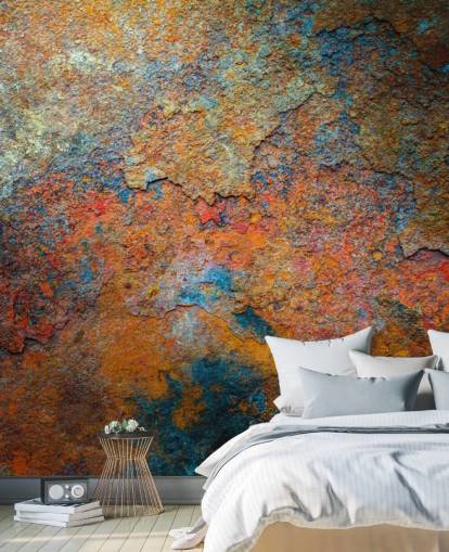 fargerikt rusttapet veggmaleri kalt Rusty Rainbow for kontor eller hjem