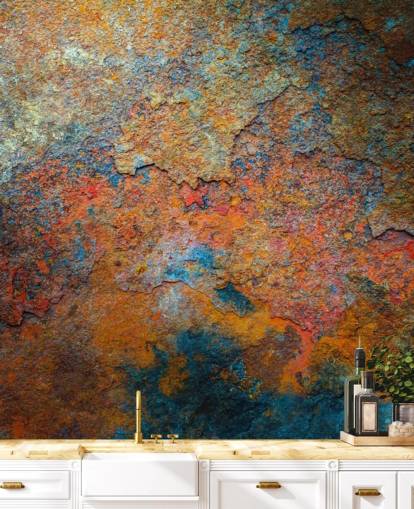 farverigt rusttapet vægmaleri kaldet Rusty Rainbow til kontor eller hjem farverigt rusttapet vægmaleri kaldet Rusty Rainbow til kontor eller hjem