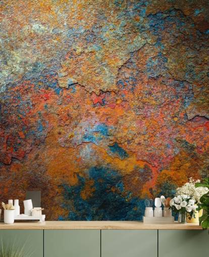 papier peint mural coloré en rouille appelé Rusty Rainbow pour le bureau ou la maison