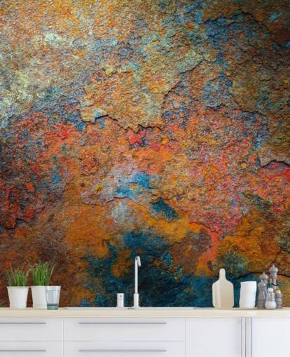 papier peint mural coloré en rouille appelé Rusty Rainbow pour le bureau ou la maison