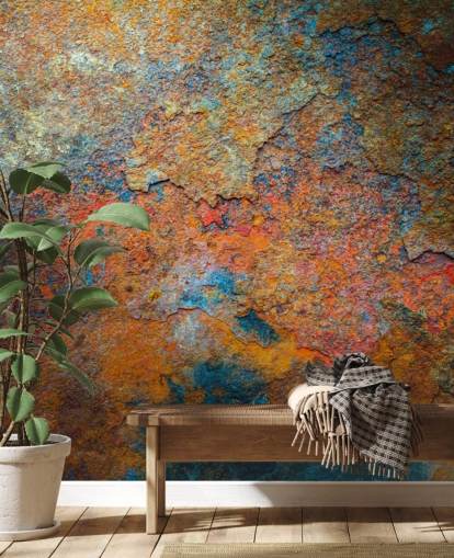 papier peint mural coloré en rouille appelé Rusty Rainbow pour le bureau ou la maison