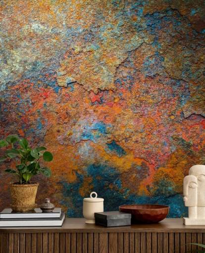 papier peint mural coloré en rouille appelé Rusty Rainbow pour le bureau ou la maison