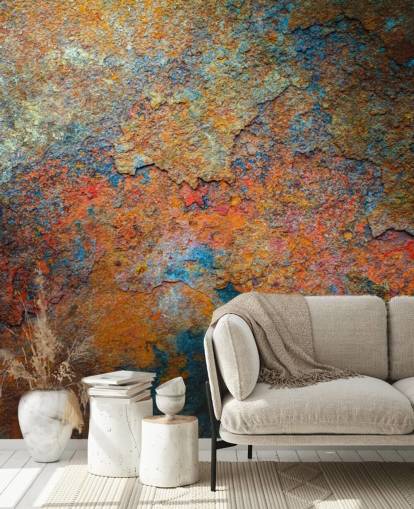 Buntes Rosttapeten-Wandbild namens Rusty Rainbow für Büro oder Zuhause Buntes Rosttapeten-Wandbild namens Rusty Rainbow für Büro oder Zuhause