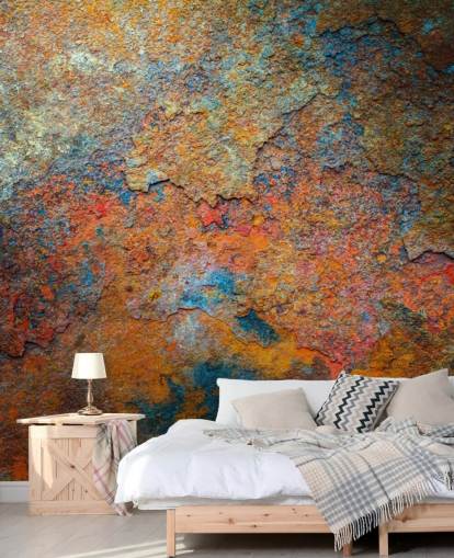 mural de papel de parede de ferrugem colorido chamado Rusty Rainbow para escritório ou casa