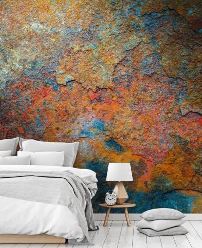 fargerikt rusttapet veggmaleri kalt Rusty Rainbow for kontor eller hjem
