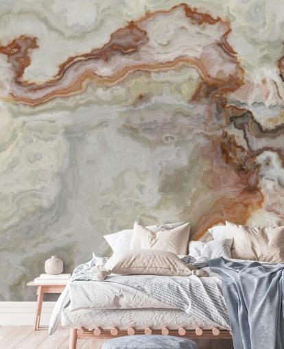 papel pintado de mármol marrón, naranja y blanco para cocinas, baños y salas de estar