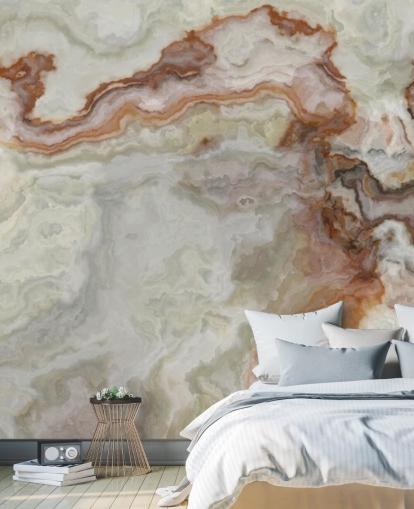 carta da parati in marmo marrone, arancione e bianco per cucine, bagni e salotti